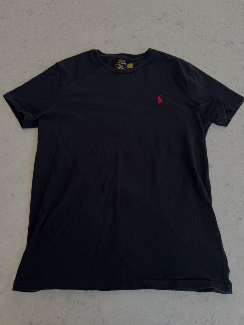 Polo by Ralph Lauren Black Short Sleeve Tee with Red Pony Mens M Slim